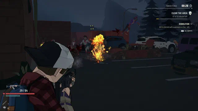 A red barrel going off in the middle of the horde