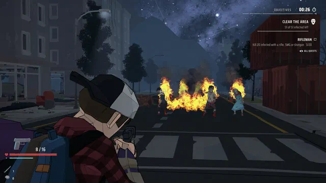 Zombies walking through a molotov fire